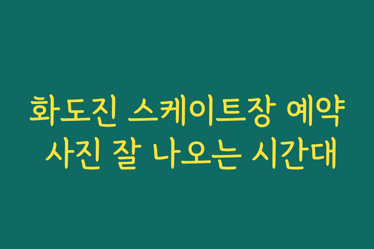 화도진 스케이트장 예약 사진 잘 나오는 시간대
