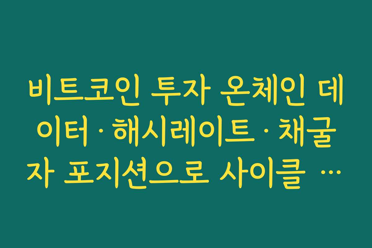 비트코인 투자 온체인 데이터·해시레이트·채굴자 포지션으로 사이클 읽는 방법