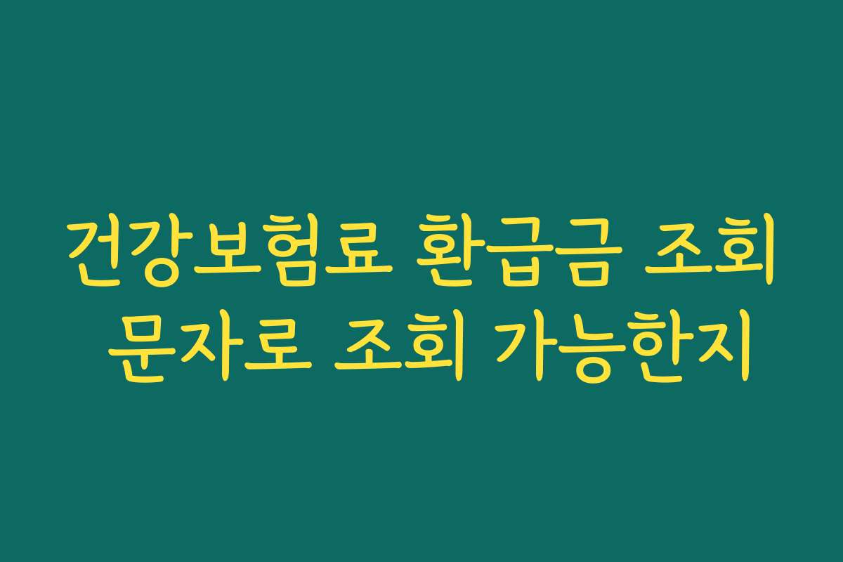건강보험료 환급금 조회 문자로 조회 가능한지