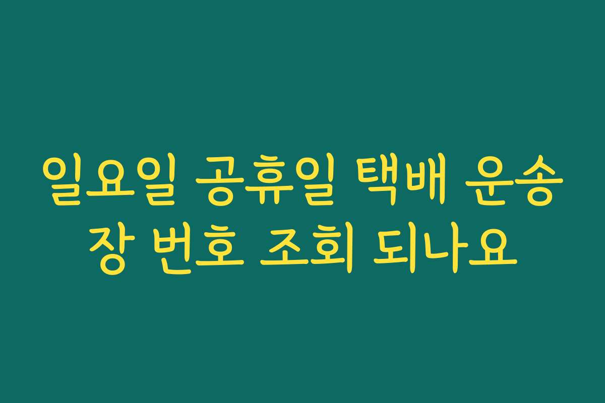 일요일 공휴일 택배 운송장 번호 조회 되나요