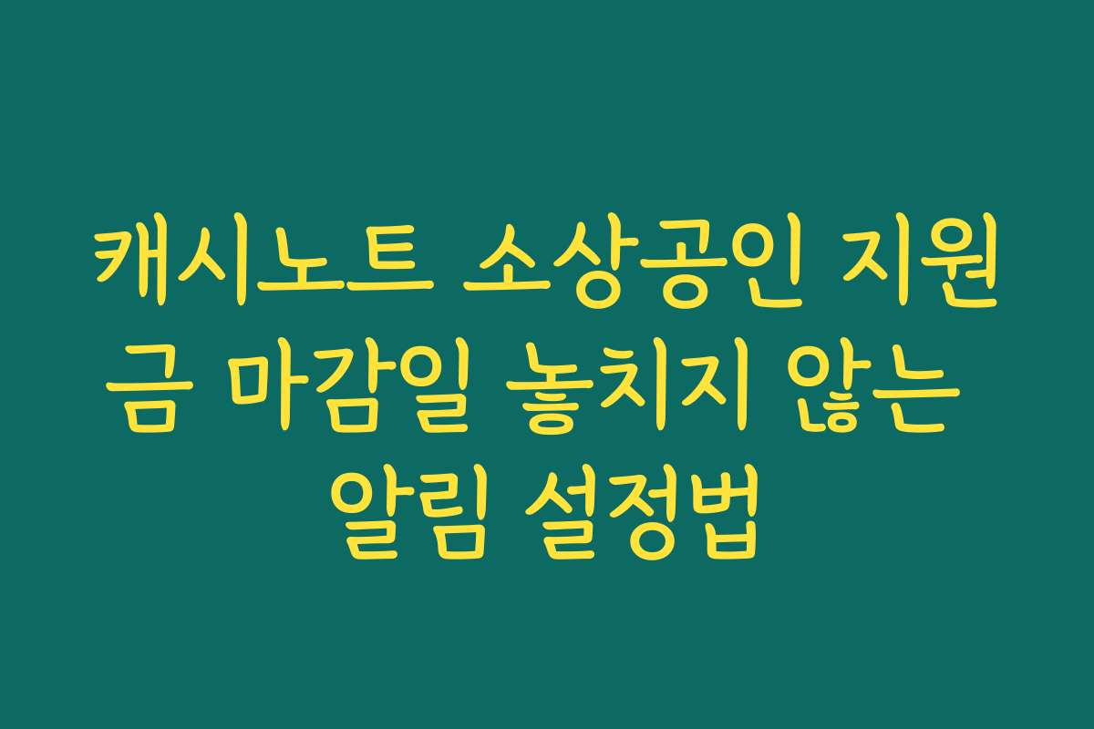 캐시노트 소상공인 지원금 마감일 놓치지 않는 알림 설정법 캐시노트 소상공인 지원금 마감일 놓치지 않는 알림 설정법