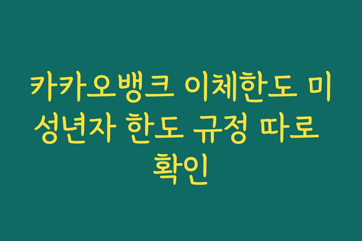 카카오뱅크 이체한도 미성년자 한도 규정 따로 확인