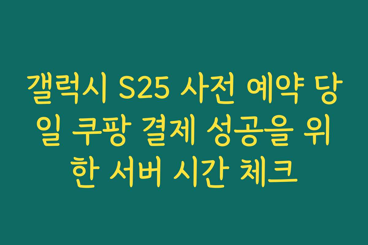 갤럭시 S25 사전 예약 당일 쿠팡 결제 성공을 위한 서버 시간 체크
