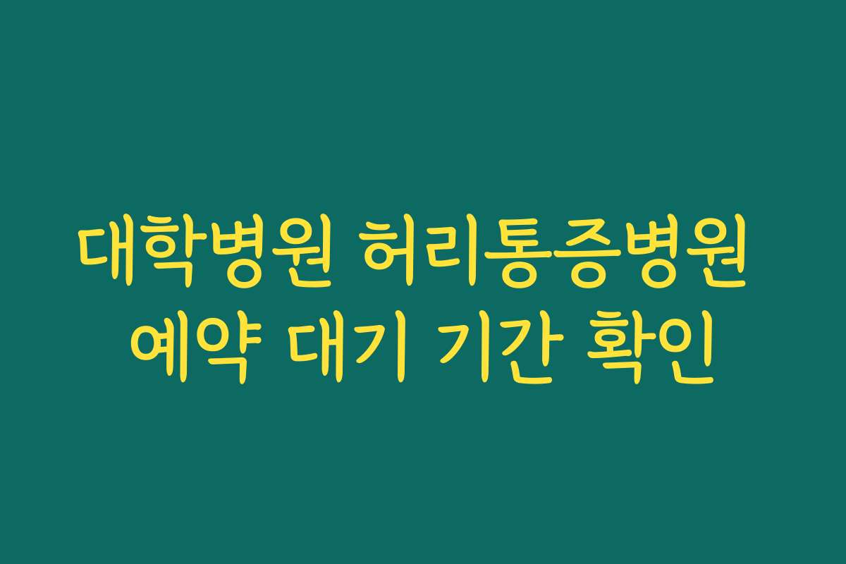 대학병원 허리통증병원 예약 대기 기간 확인 대학병원 허리통증병원 예약 대기 기간 확인