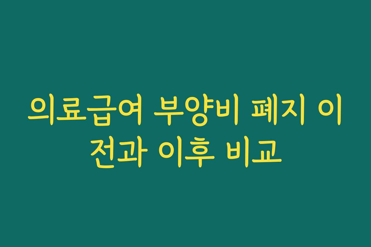 의료급여 부양비 폐지 이전과 이후 비교