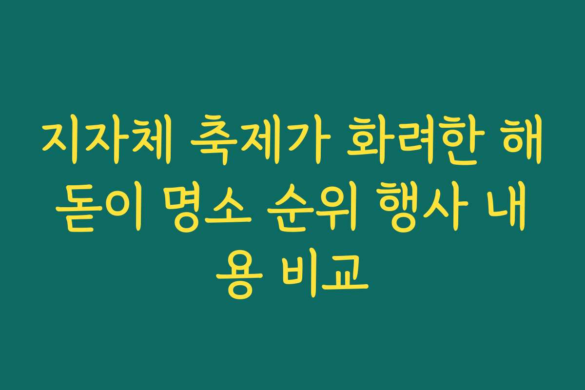 지자체 축제가 화려한 해돋이 명소 순위 행사 내용 비교