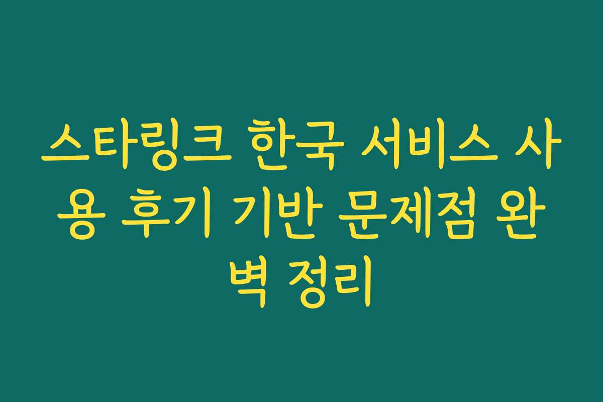 스타링크 한국 서비스 사용 후기 기반 문제점 완벽 정리