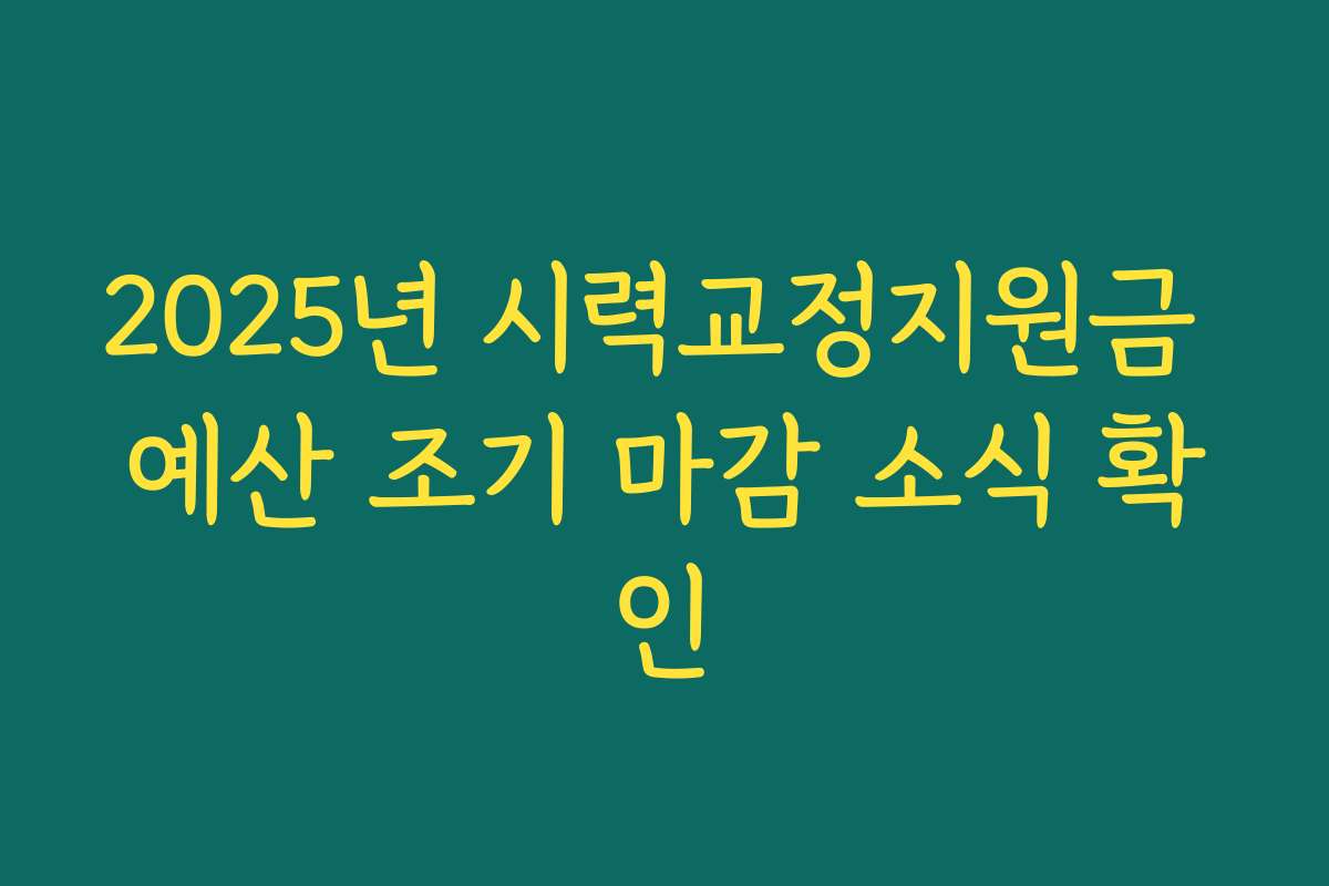 2025년 시력교정지원금 예산 조기 마감 소식 확인