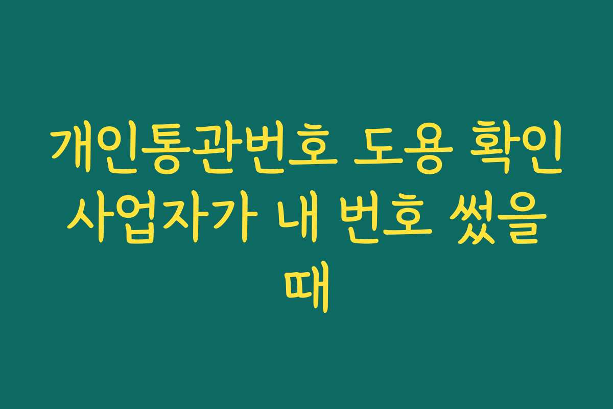 개인통관번호 도용 확인 사업자가 내 번호 썼을 때