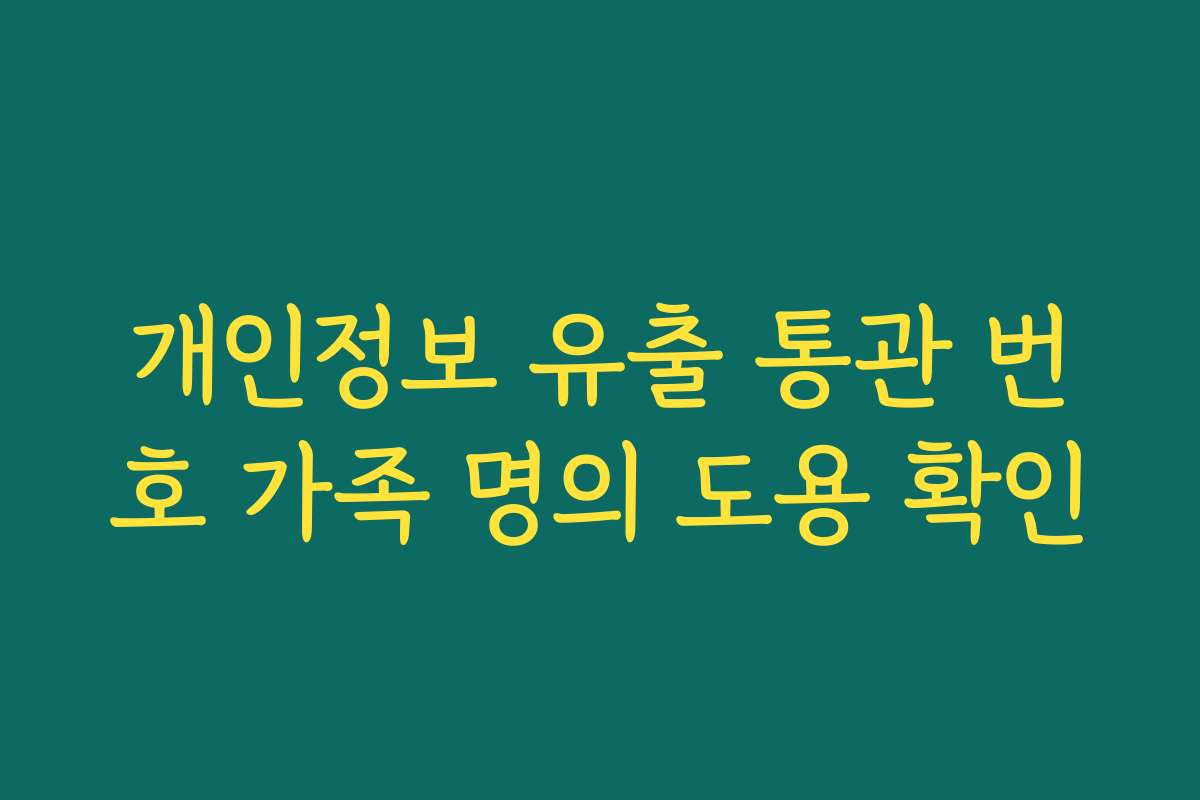 개인정보 유출 통관 번호 가족 명의 도용 확인