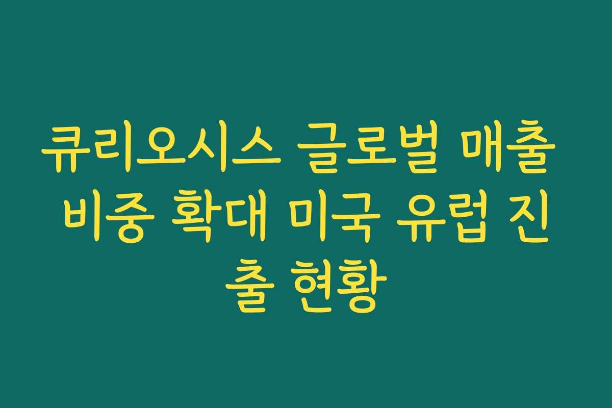 큐리오시스 글로벌 매출 비중 확대 미국 유럽 진출 현황