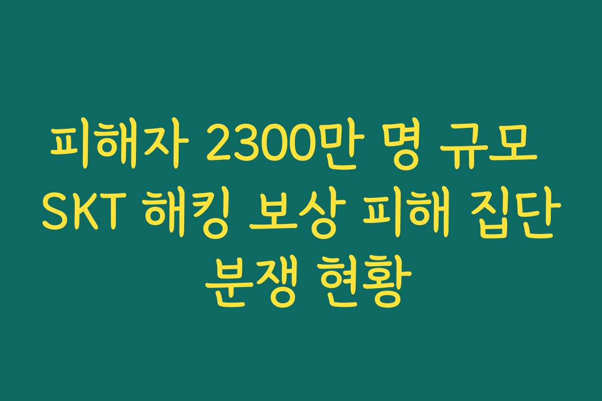 피해자 2300만 명 규모 SKT 해킹 보상 피해 집단 분쟁 현황