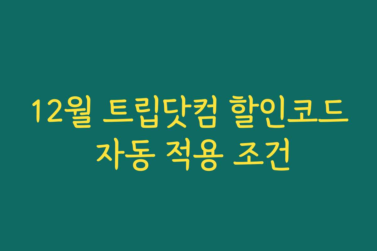12월 트립닷컴 할인코드 자동 적용 조건