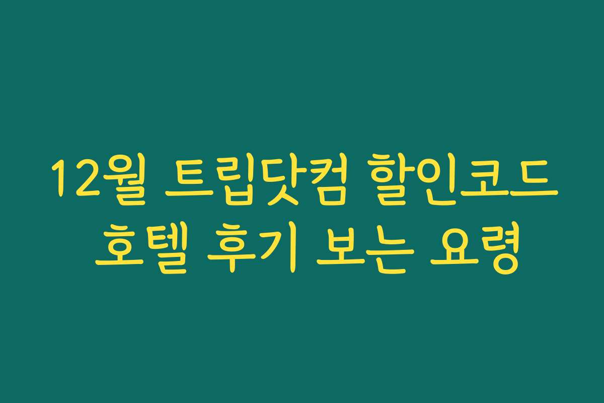 12월 트립닷컴 할인코드 호텔 후기 보는 요령