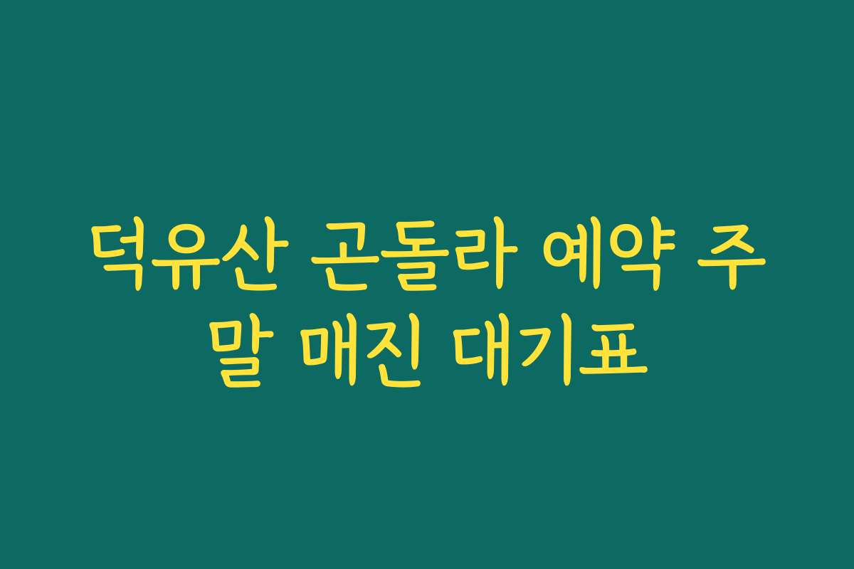 덕유산 곤돌라 예약 주말 매진 대기표