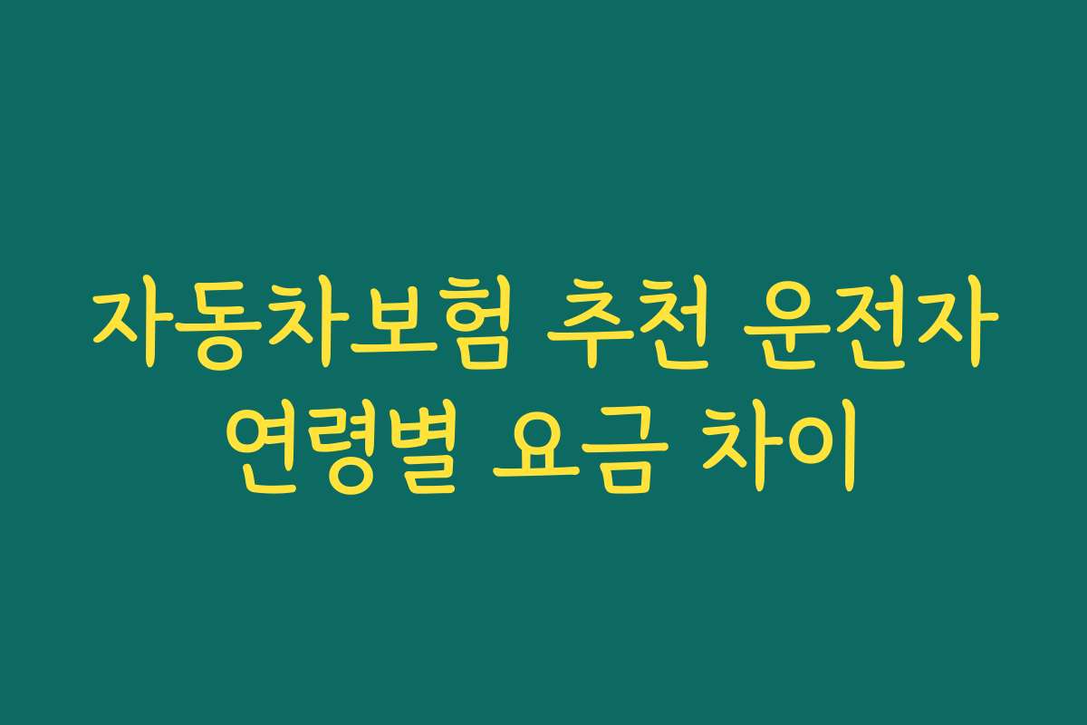 자동차보험 추천 운전자연령별 요금 차이