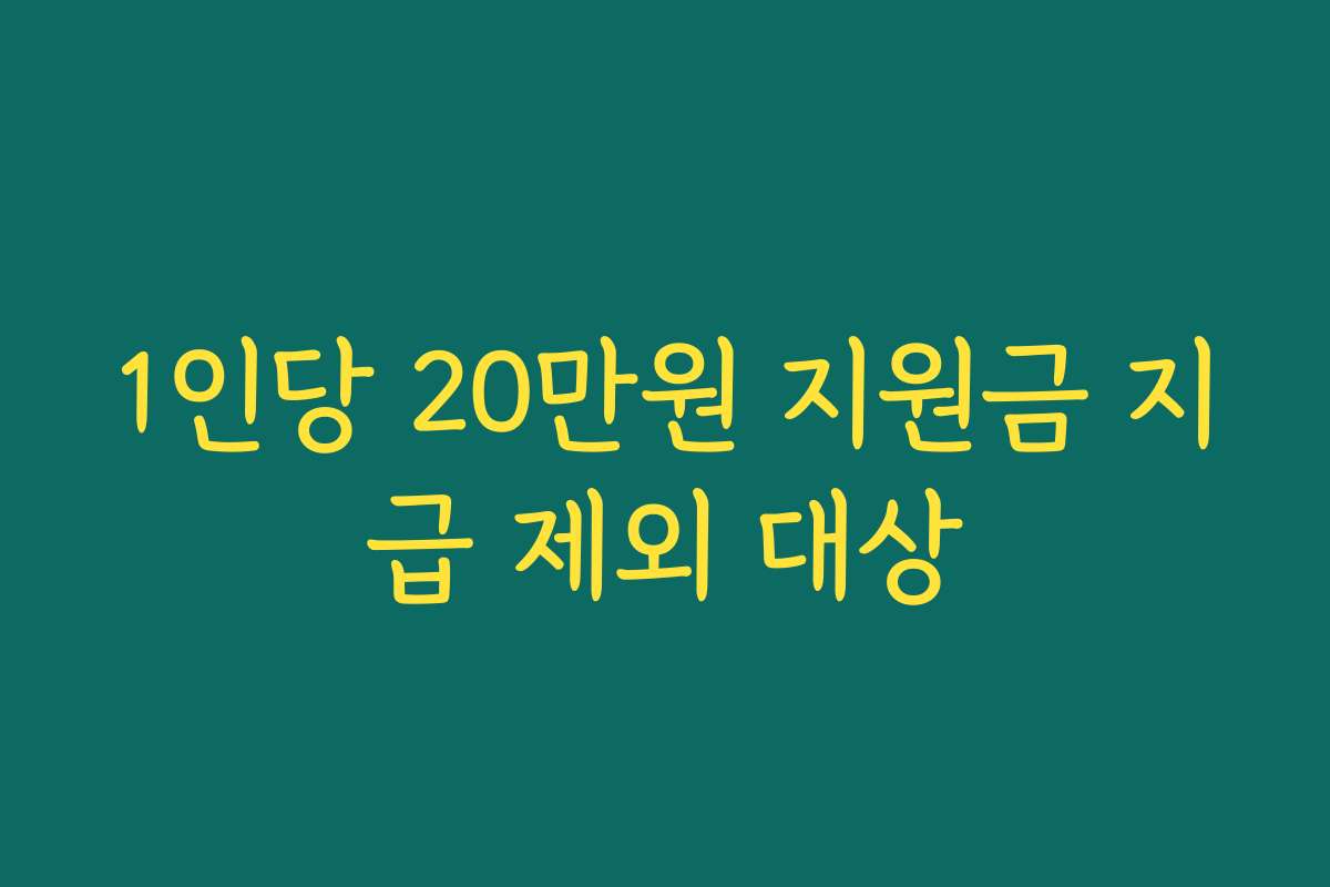 1인당 20만원 지원금 지급 제외 대상