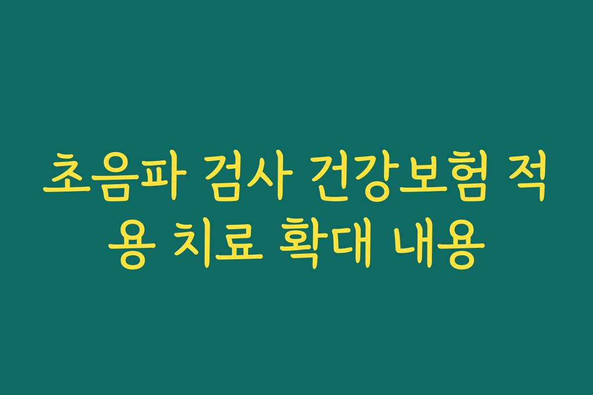초음파 검사 건강보험 적용 치료 확대 내용