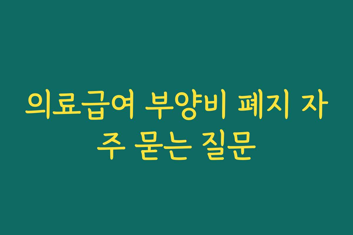 의료급여 부양비 폐지 자주 묻는 질문