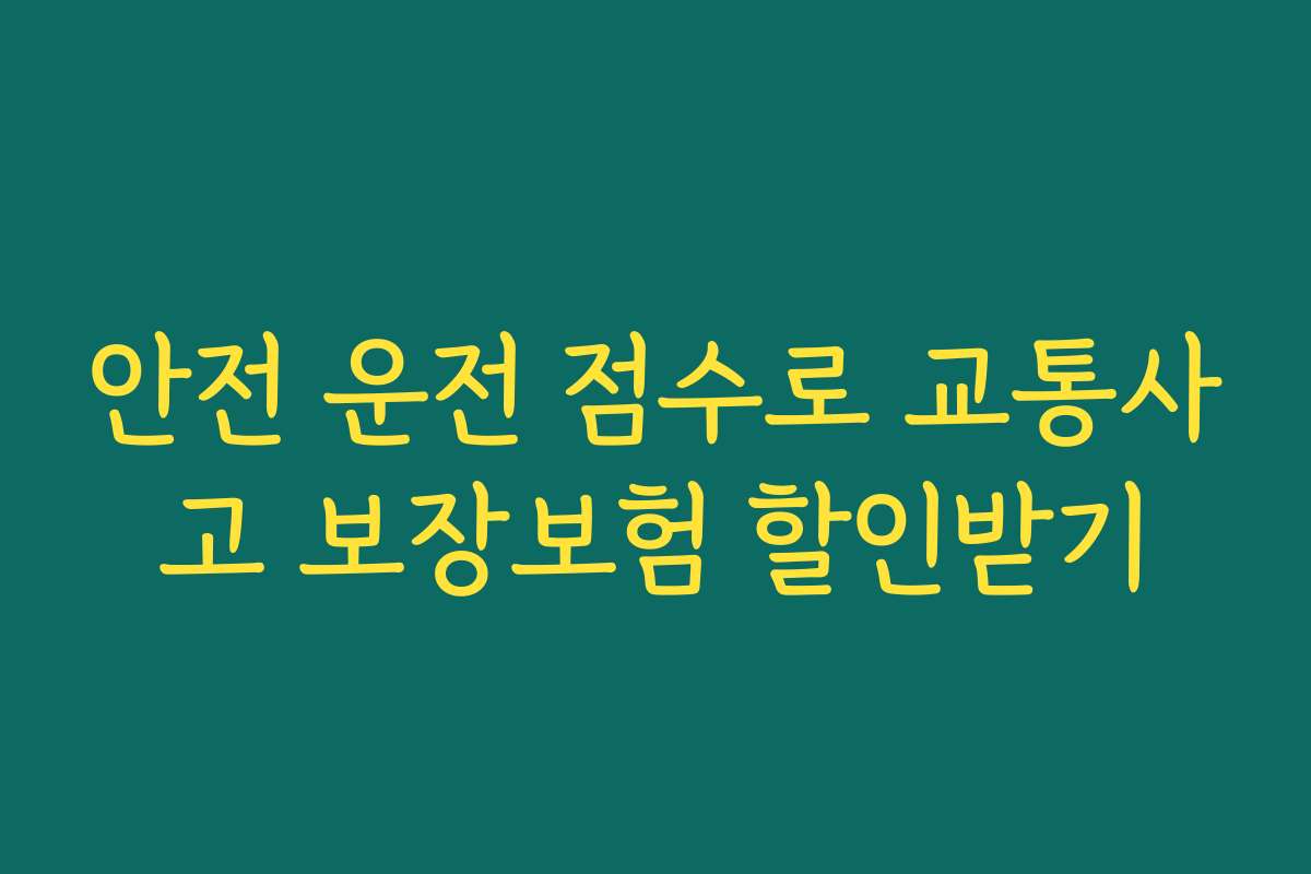 안전 운전 점수로 교통사고 보장보험 할인받기
