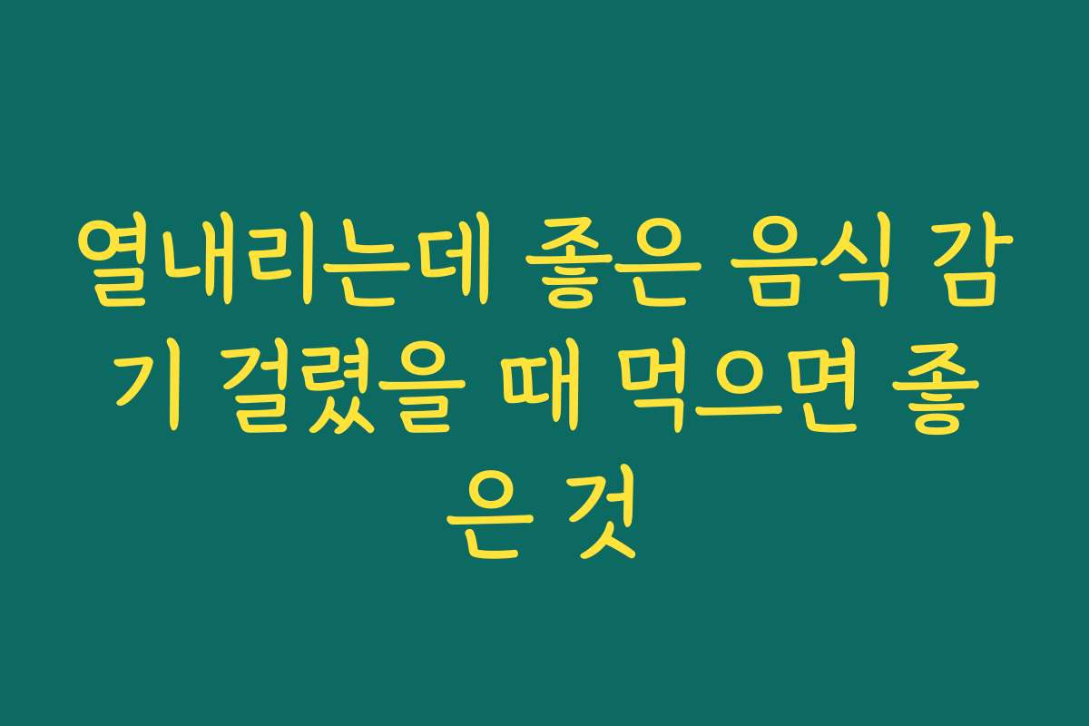 열내리는데 좋은 음식 감기 걸렸을 때 먹으면 좋은 것