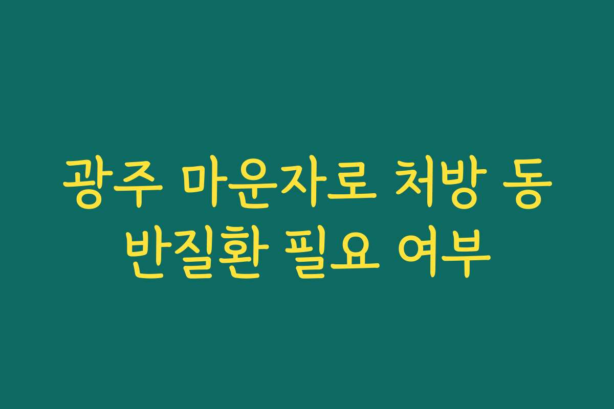 광주 마운자로 처방 동반질환 필요 여부