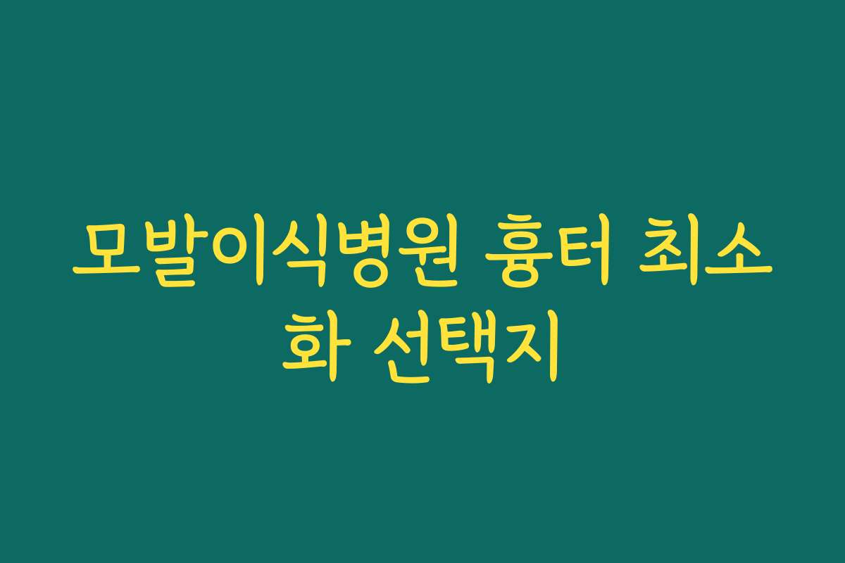 모발이식병원 흉터 최소화 선택지