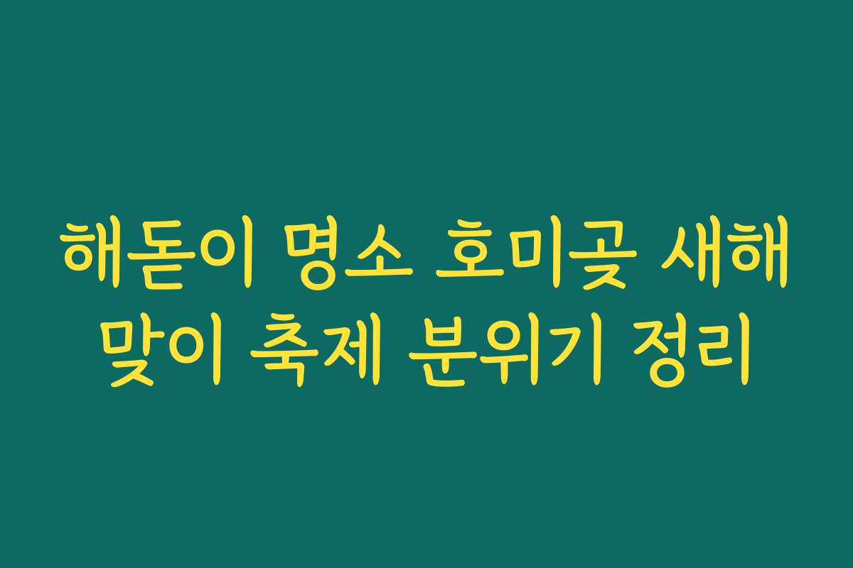 해돋이 명소 호미곶 새해맞이 축제 분위기 정리