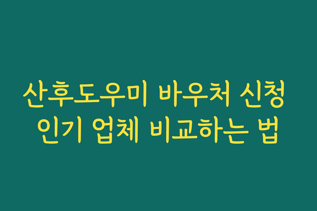산후도우미 바우처 신청 인기 업체 비교하는 법