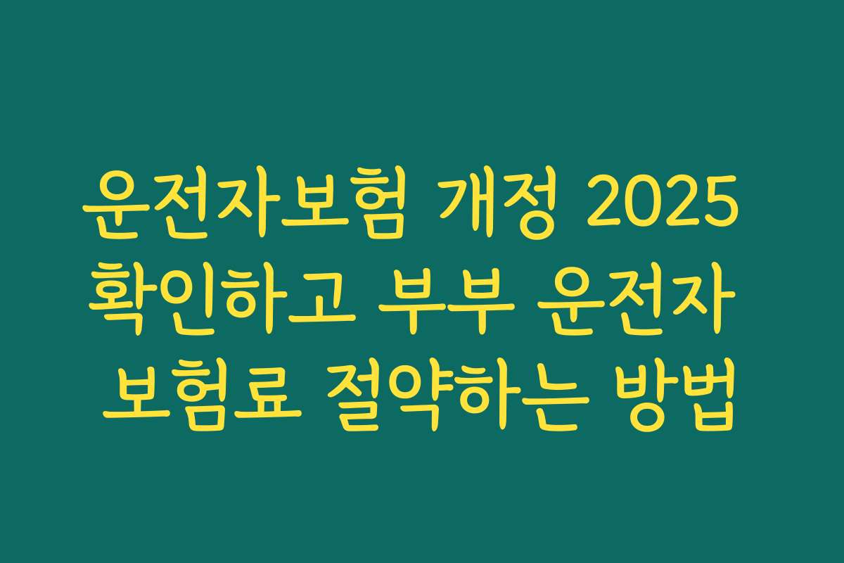 운전자보험 개정 2025 확인하고 부부 운전자 보험료 절약하는 방법 운전자보험 개정 2025 확인하고 부부 운전자 보험료 절약하는 방법