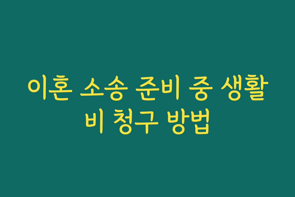 이혼 소송 준비 중 생활비 청구 방법