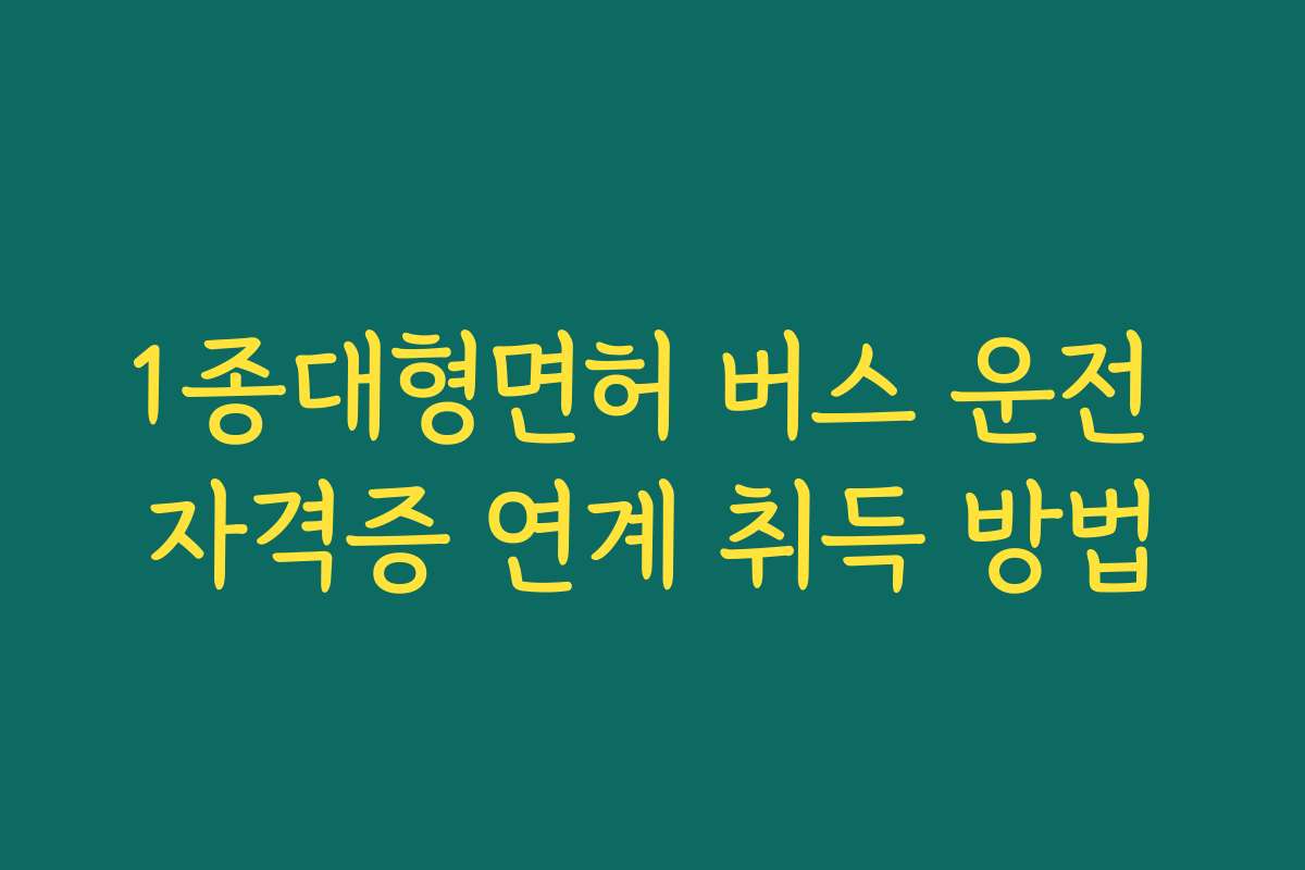 1종대형면허 버스 운전 자격증 연계 취득 방법
