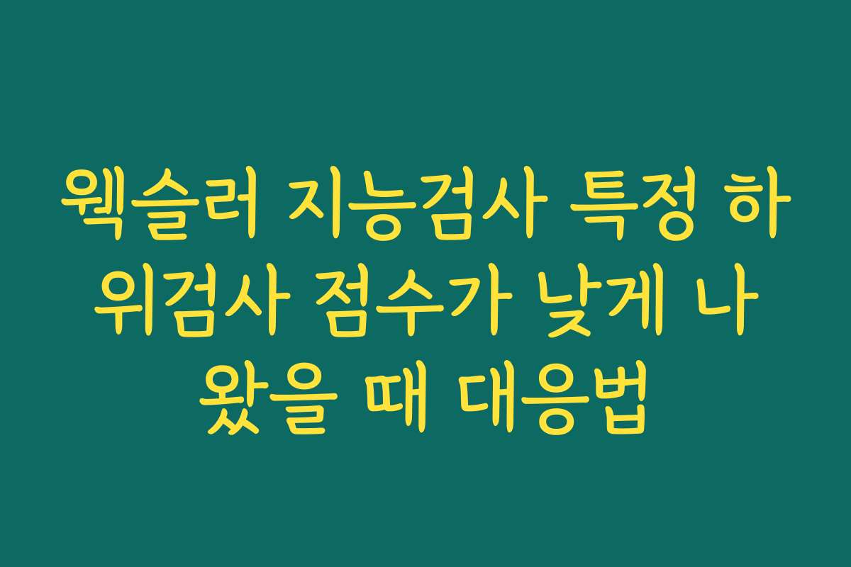 웩슬러 지능검사 특정 하위검사 점수가 낮게 나왔을 때 대응법