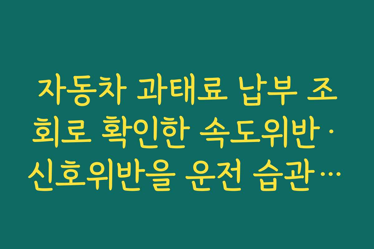 자동차 과태료 납부 조회로 확인한 속도위반·신호위반을 운전 습관 개선에 활용하는 법
