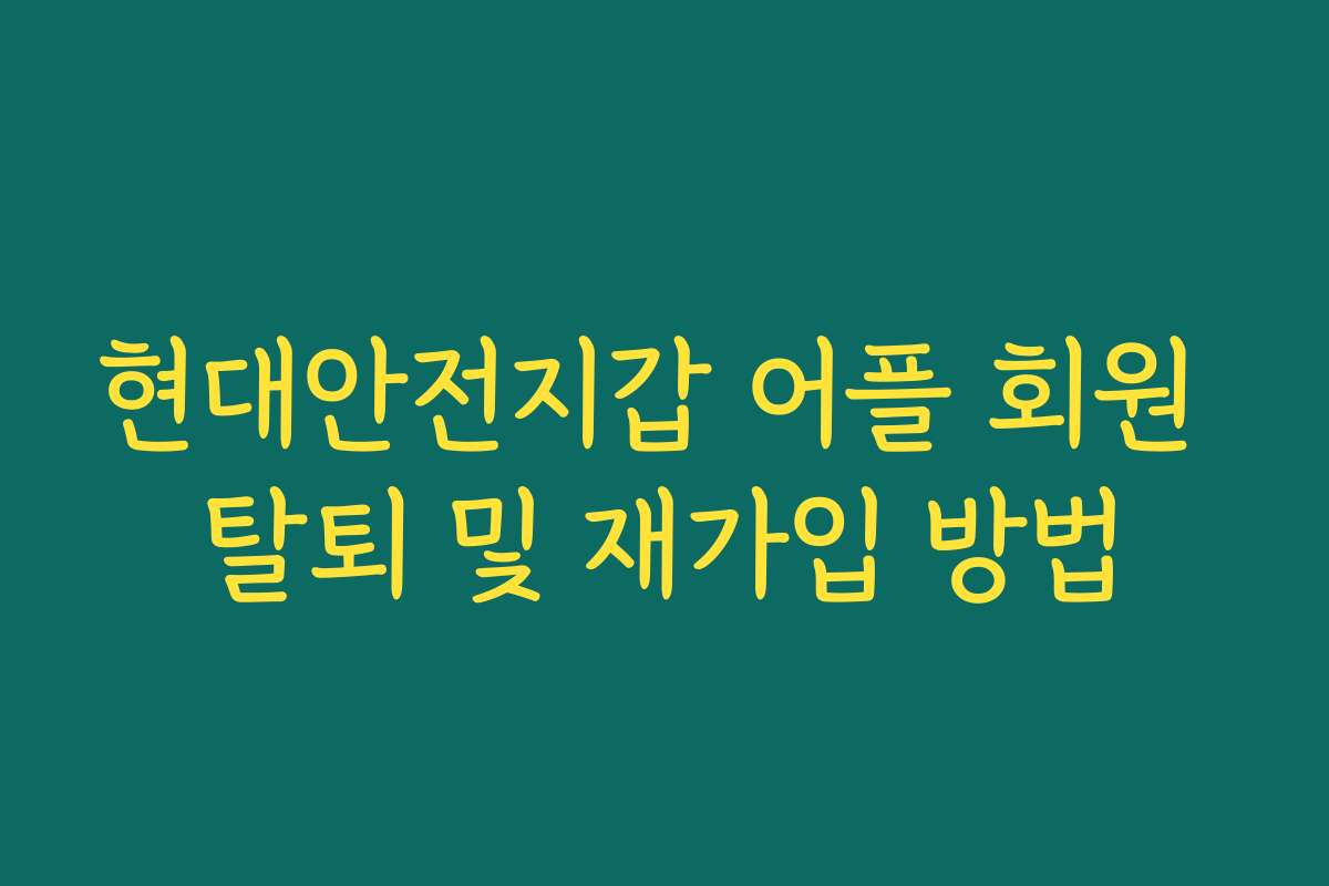 현대안전지갑 어플 회원 탈퇴 및 재가입 방법