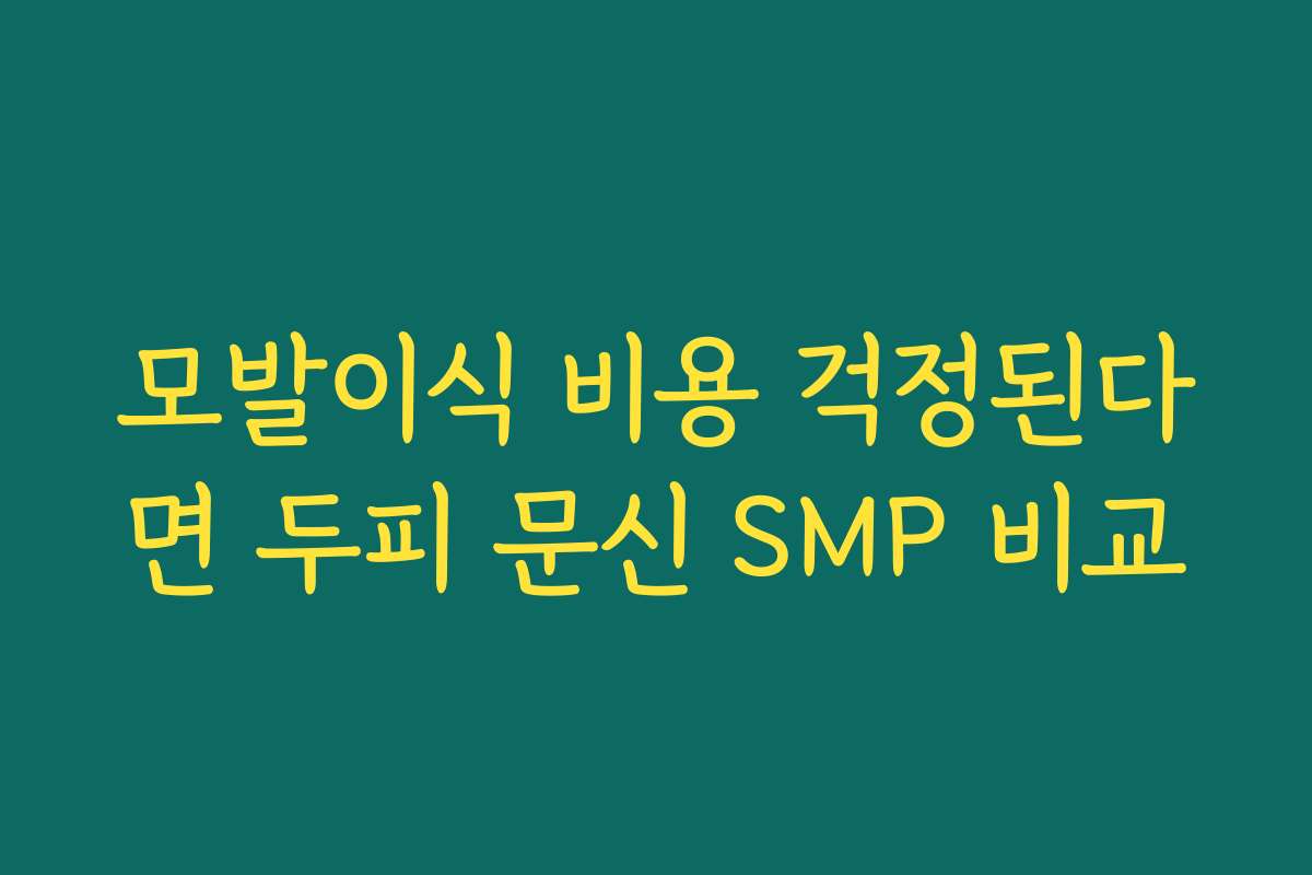 모발이식 비용 걱정된다면 두피 문신 SMP 비교