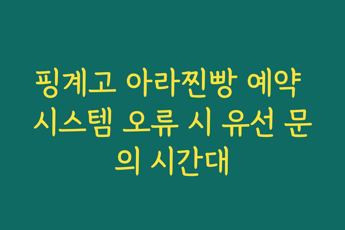 핑계고 아라찐빵 예약 시스템 오류 시 유선 문의 시간대