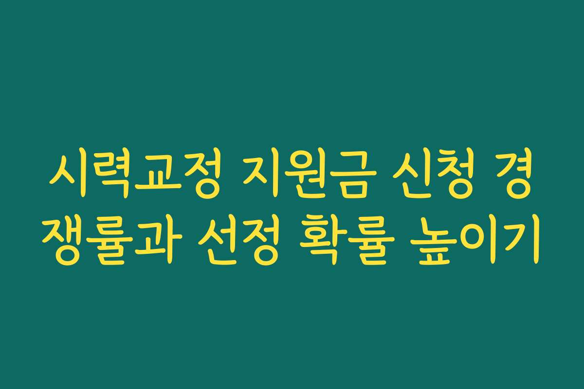 시력교정 지원금 신청 경쟁률과 선정 확률 높이기