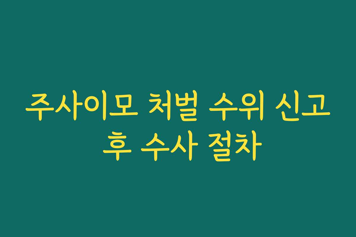 주사이모 처벌 수위 신고 후 수사 절차