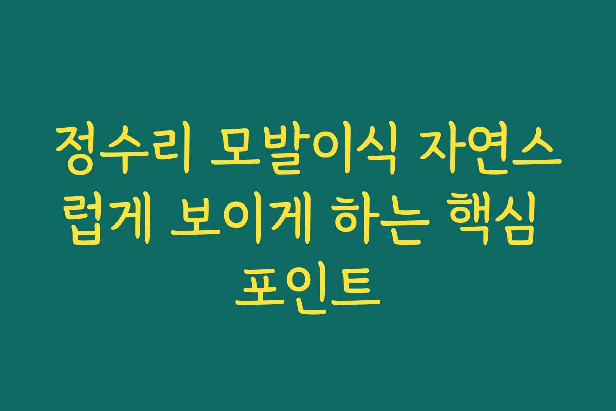 정수리 모발이식 자연스럽게 보이게 하는 핵심 포인트
