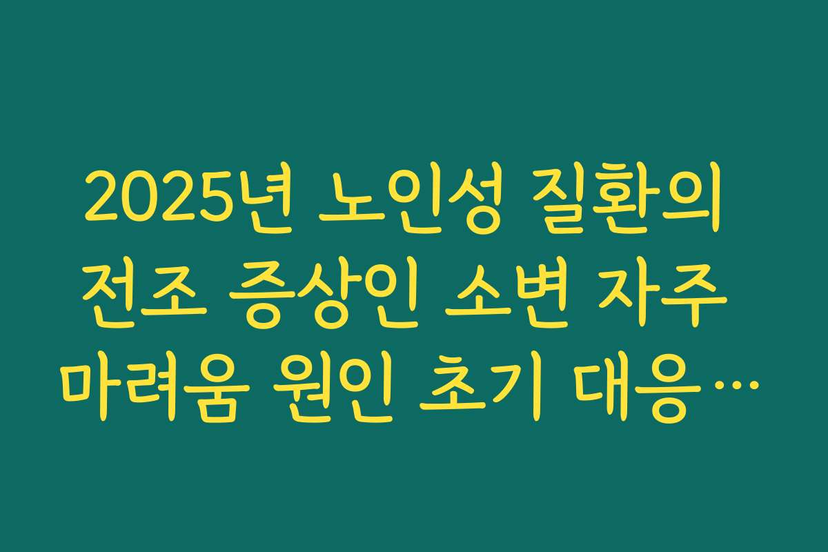 2025년 노인성 질환의 전조 증상인 소변 자주 마려움 원인 초기 대응 노하우