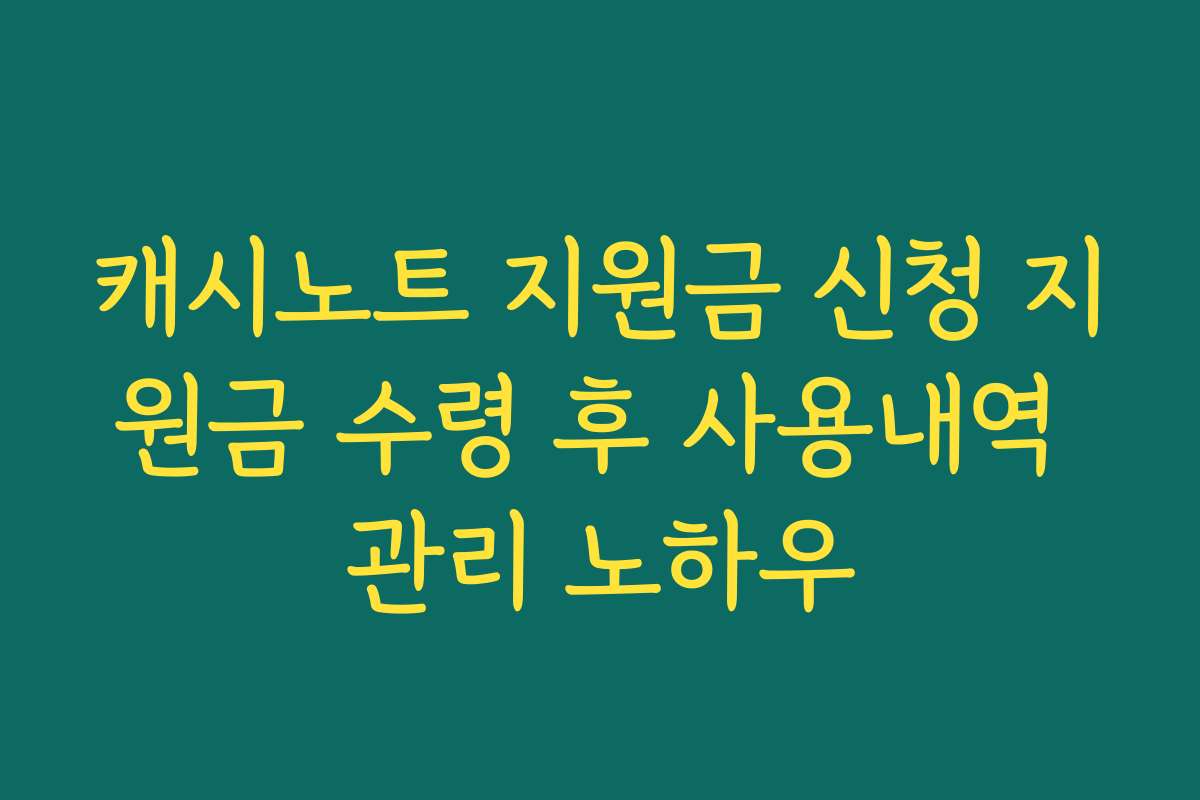 캐시노트 지원금 신청 지원금 수령 후 사용내역 관리 노하우