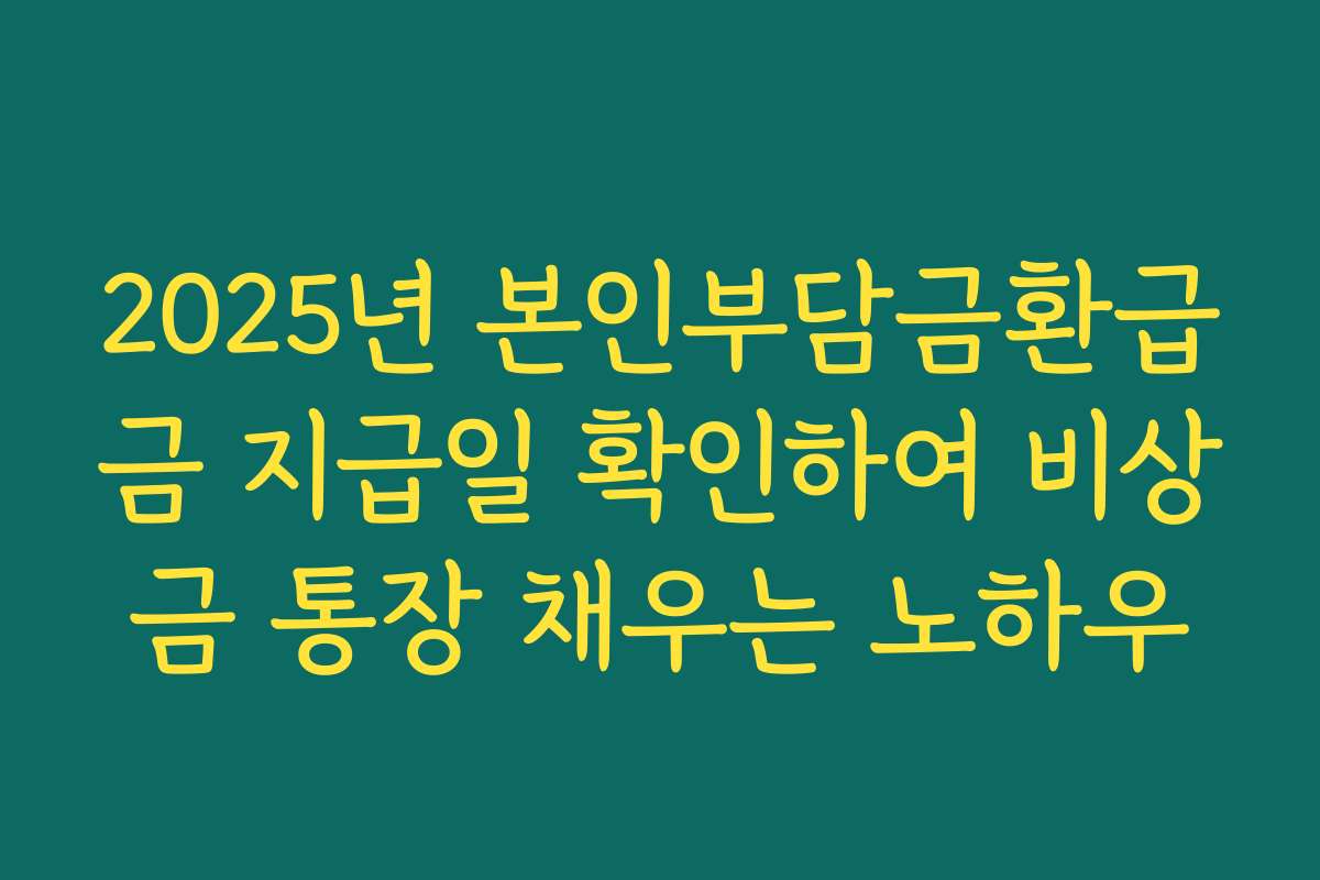 2025년 본인부담금환급금 지급일 확인하여 비상금 통장 채우는 노하우