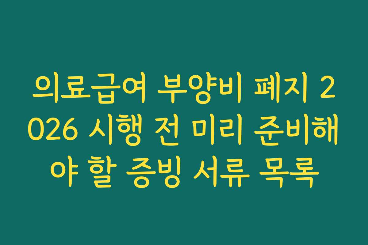 의료급여 부양비 폐지 2026 시행 전 미리 준비해야 할 증빙 서류 목록