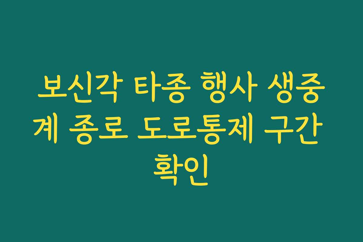 보신각 타종 행사 생중계 종로 도로통제 구간 확인