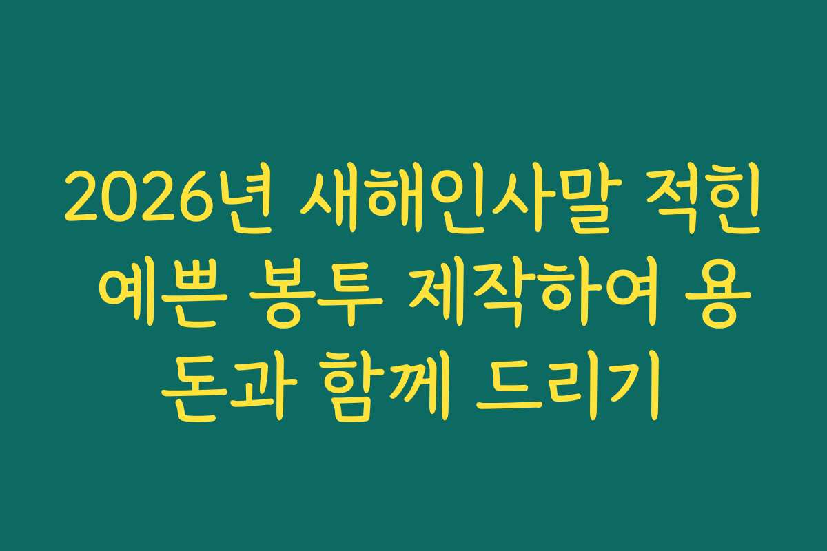 2026년 새해인사말 적힌 예쁜 봉투 제작하여 용돈과 함께 드리기
