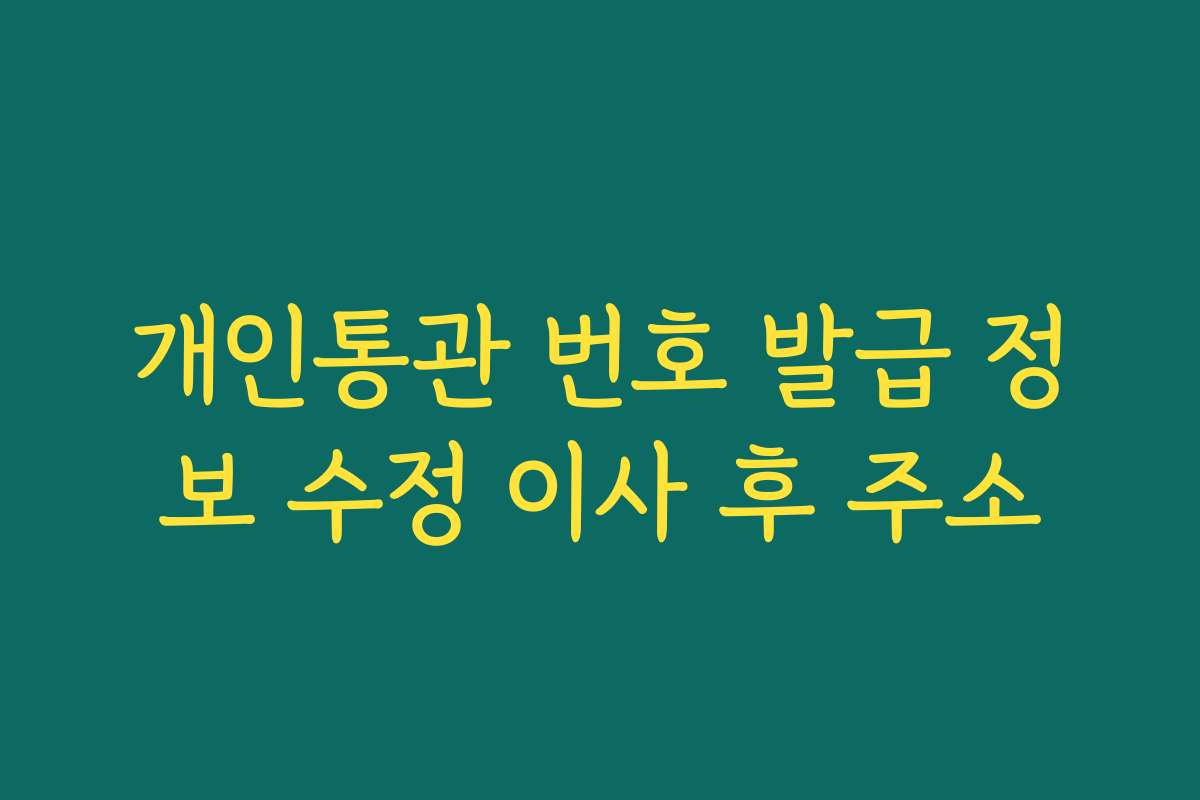 개인통관 번호 발급 정보 수정 이사 후 주소
