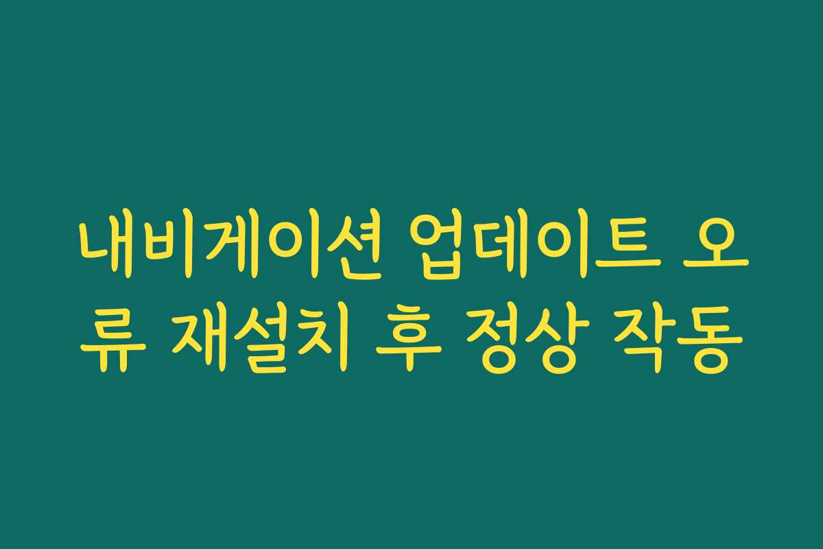 내비게이션 업데이트 오류 재설치 후 정상 작동