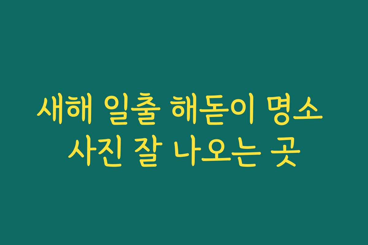 새해 일출 해돋이 명소 사진 잘 나오는 곳