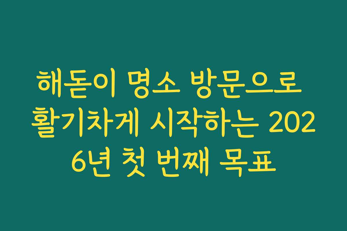 해돋이 명소 방문으로 활기차게 시작하는 2026년 첫 번째 목표